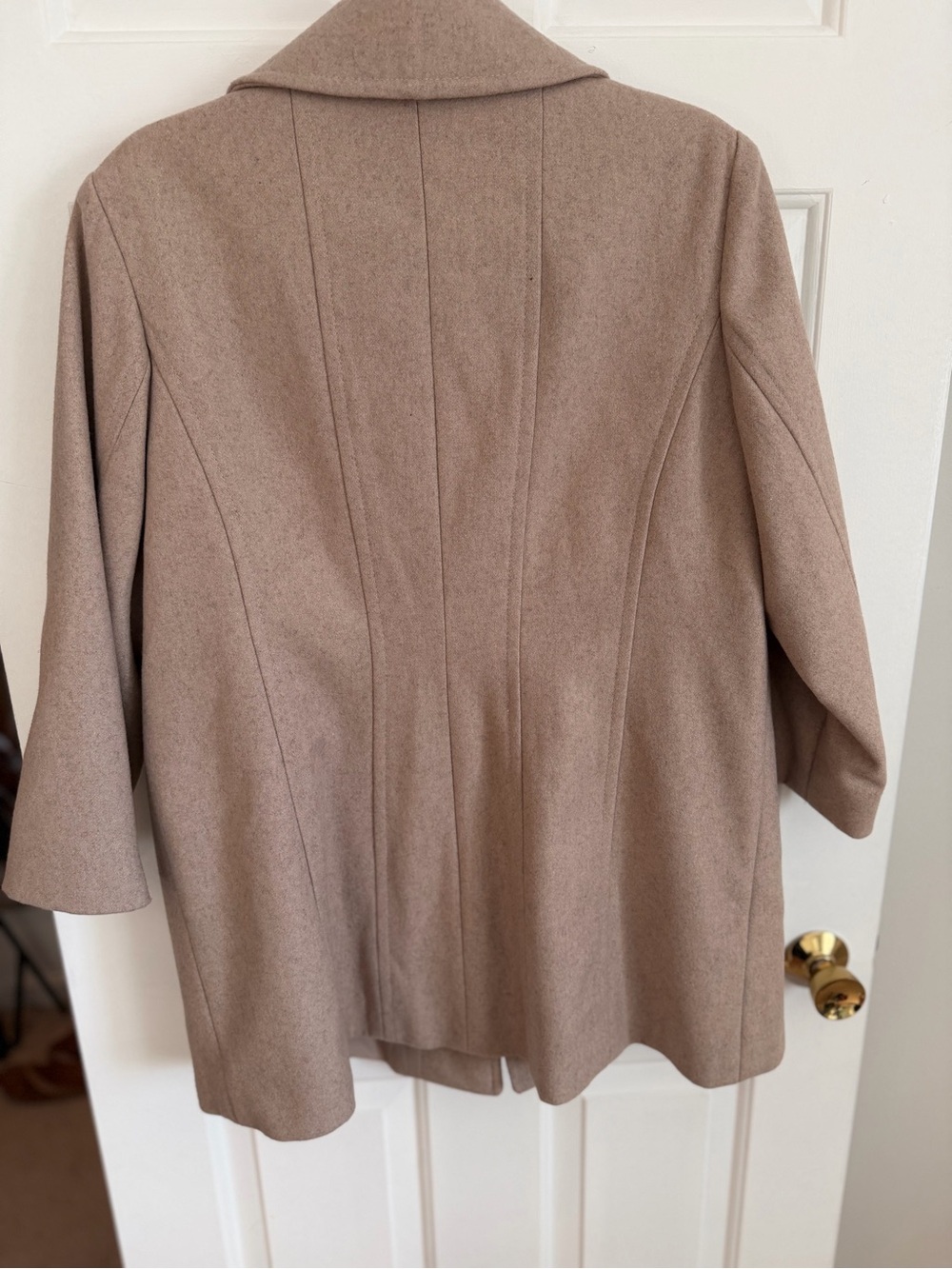London Fog Tan Wool Blend Car Coat XL Long Sleeve Button Front - Picture 4 of 6